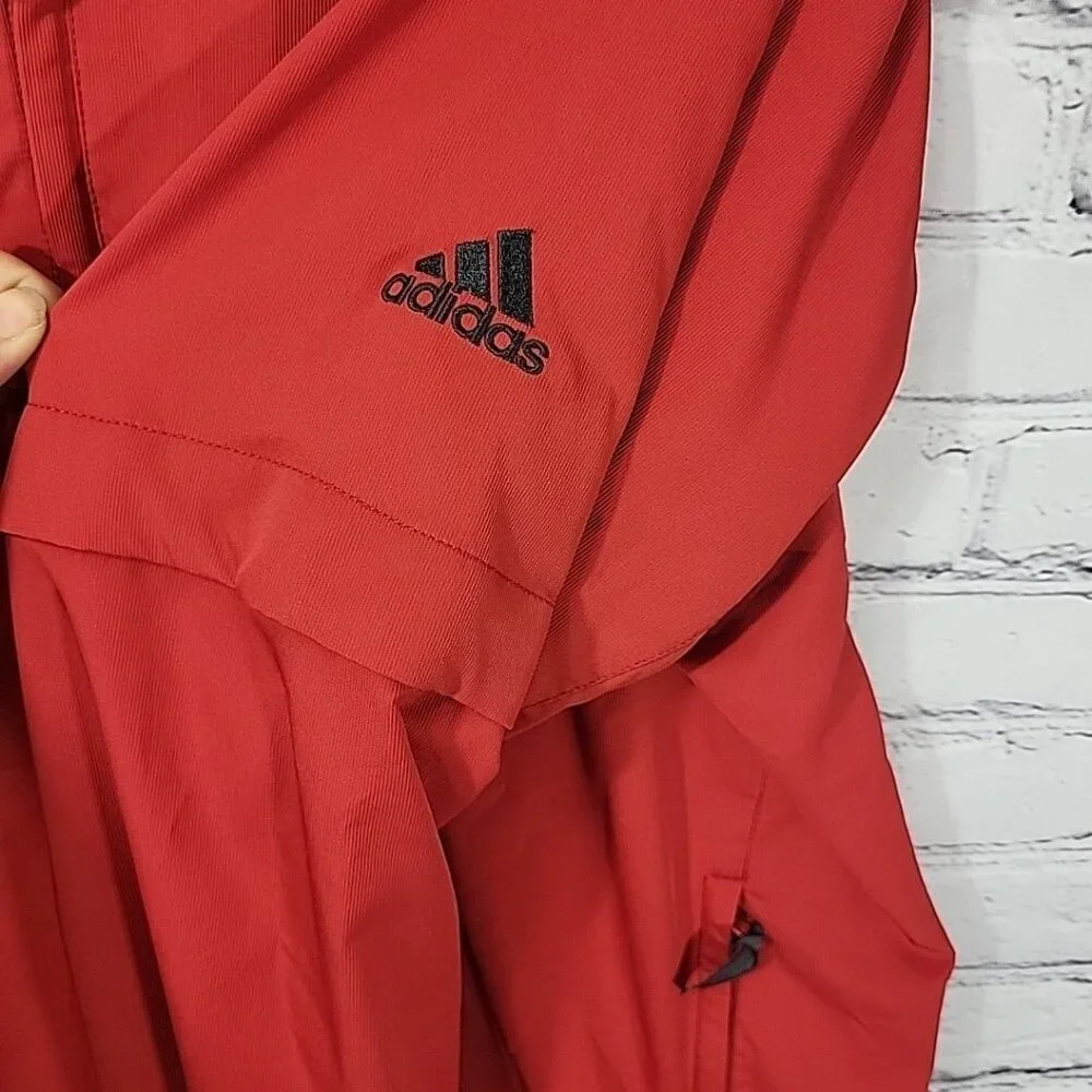 Adidas‎ ClimaProof Track Jacket Red Windbreaker Mens M Convertible Arms Pullover